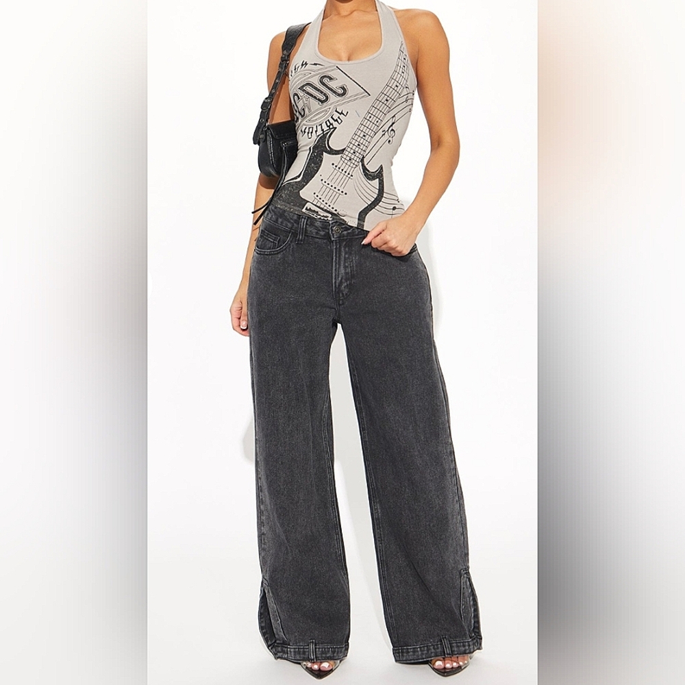 ACDC Back In Black Gray Halter Top Concert Fall Gift Party Rock Sexy Spring 80s - Picture 2 of 9